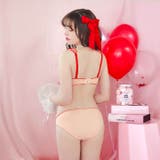 【EFサイズ】スウィーティドットフリルブラジャー&フルバックショーツ | Dazzy | 詳細画像5
