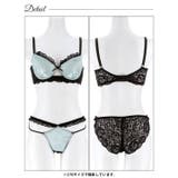 グロッシーサテンレース脇高ブラジャー&バック透けフルバックショーツ | Dazzy | 詳細画像14