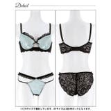 [EFサイズ]グロッシーサテンレース脇高ブラジャー&バック透けフルバックショーツ | Dazzy | 詳細画像14 