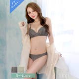 [ノンワイヤー]カームフラワーレースブラジャー&フルバックショーツ | Dazzy | 詳細画像1 