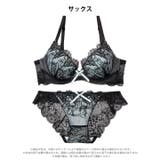 【EFサイズ】ノクターンリボンレース脇高ブラジャー&バック透けフルバックショーツ | Dazzy | 詳細画像10
