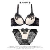 リボンノワールレース脇高ブラジャー&バック透けフルバックショーツ | Dazzy | 詳細画像7 
