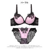 リボンノワールレース脇高ブラジャー&バック透けフルバックショーツ | Dazzy | 詳細画像8 