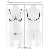 スピンドルリボンレース脇高ブラジャー&バック透けフルバックショーツ | Dazzy | 詳細画像12 