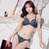 スピンドルリボンレース脇高ブラジャー&バック透けフルバックショーツ | Dazzy | 詳細画像4 