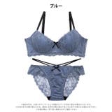 クラシカルフルールレース脇高ブラジャー&バック透けフルバックショーツ | Dazzy | 詳細画像10 