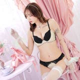 【3点セット】エレガントサテンレース脇高ブラジャー&バック透けフルバック&Tバッ… | Dazzy | 詳細画像7 