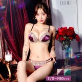 【EFサイズ】ロイヤルジュエリーサテンブラジャー&バック透けフルバックショーツ | Dazzy | 詳細画像1