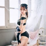 【EFサイズ】ロイヤルサテンレースブラジャー&フルバックショーツ | Dazzy | 詳細画像5