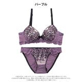 ミッドナイトブルーム脇高ブラジャー&フルバックショーツ | Dazzy | 詳細画像11 
