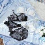【EFサイズ】スパークルフラワーレースブラジャー&バック透けフルバックショーツ | Dazzy | 詳細画像10 