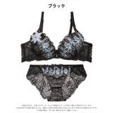 【EFサイズ】スパークルフラワーレースブラジャー&バック透けフルバックショーツ | Dazzy | 詳細画像13 