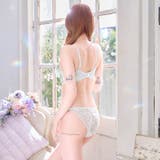 ペールピオニーブルーム脇高ブラジャー&バック透けフルバックショーツ | Dazzy | 詳細画像5