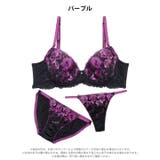 【3点セット】ノワールダークフラワー脇高ブラジャー&フルバック&Tバックショーツ | Dazzy | 詳細画像9 