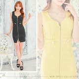 キャバ ドレスノースリーブウエストボタンジップアップタイトミニドレス ドレス | Dazzy | 詳細画像14 