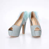 パンプス 痛くないシフォンリボングリッターオープントゥパンプス 結婚式 | Dazzy | 詳細画像3