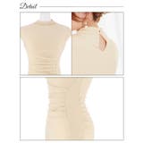 ワンピース レディースワンカラーオフネックギャザースリット膝丈ワンピース ワンピ… | Dazzy | 詳細画像10 