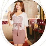 キャバ ドレスシフォンフラワーレースペプラムウエストリボン五分袖タイトミニドレス | Dazzy | 詳細画像12