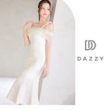 キャバ ドレスオーガンジーオフショルリボン膝丈マーメイドドレス キャバ | Dazzy | 詳細画像12 