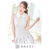 キャバ ドレスバイカラー襟付きパールボタンプリーツAラインミニドレス ドレス | Dazzy | 詳細画像12