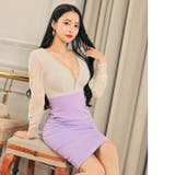 キャバドレスフロントジップ Vネック シフォンスリーブ | Dazzy | 詳細画像12