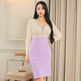 キャバドレスフロントジップ Vネック シフォンスリーブ | Dazzy | 詳細画像3