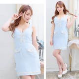 キャバドレスパステルツイード ノースリーブ パールボタン | Dazzy | 詳細画像14 