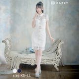 キャバドレス ケミカルフラワーレース襟付きベルトモチーフ半袖タイトミニドレス キ… | Dazzy | 詳細画像2 