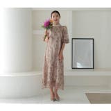 [Mサイズ]ダスティフラワー刺繍パフスリーブAラインパーティードレス | Dazzy | 詳細画像14 