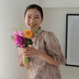 [Mサイズ]ダスティフラワー刺繍パフスリーブAラインパーティードレス | Dazzy | 詳細画像5 