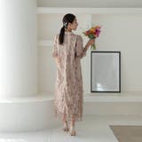 [Mサイズ]ダスティフラワー刺繍パフスリーブAラインパーティードレス | Dazzy | 詳細画像6 