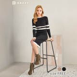 バイカラーライン長袖リブニットワンピース[カジュアル dazzy closet] | Dazzy | 詳細画像3 