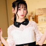 [SMLサイズ]フラワービジューレース襟付きベルスリーブマーメイドミニドレス | Dazzy | 詳細画像9 