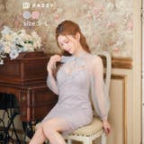 [SMLサイズ]レースシアーチュールリボン長袖タイトミニドレス | Dazzy | 詳細画像3 