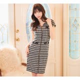 [SMLサイズ]ツイードモノトーンチェックフロントジップ半袖タイトミニドレス | Dazzy | 詳細画像12 