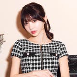 [SMLサイズ]ツイードモノトーンチェックフロントジップ半袖タイトミニドレス | Dazzy | 詳細画像5 