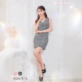 [SMLサイズ]ギンガムチェックツイードビジューファスナータイトミニドレス | Dazzy | 詳細画像6 