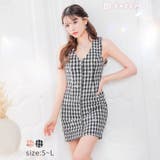 [SMLサイズ]ギンガムチェックツイードビジューファスナータイトミニドレス | Dazzy | 詳細画像8 