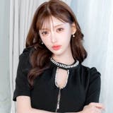 明日花キララ着用フロントジップパールビジューホールペプラム半袖タイトミニドレス | Dazzy | 詳細画像5 