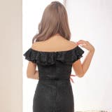 [SMLサイズ]フロントジップ総レースオフショルダーフリルタイトミニドレス | Dazzy | 詳細画像8 