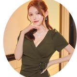 [SMLサイズ]カシュクールラップリング半袖スリットタイトミニドレス | Dazzy | 詳細画像14 