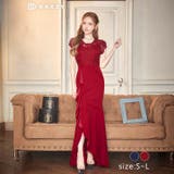 [SMLサイズ]フラワーレースドレープフリルスリット半袖マーメイドロングドレス | Dazzy | 詳細画像6 