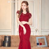 [SMLサイズ]フラワーレースドレープフリルスリット半袖マーメイドロングドレス | Dazzy | 詳細画像8 