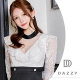 [SMLサイズ]フリルハイネックシアーレース五分袖タイトミニドレス | Dazzy | 詳細画像12 