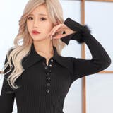 襟付きファーベルスリーブリブニット膝丈ワンピース | Dazzy | 詳細画像8