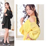 [Aライン] パールビジュードレープ長袖オープンショルダーAラインミニドレス [… | Dazzy | 詳細画像13 