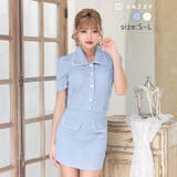 [セットアップ] 襟付きパールボタンフェイクポケット半袖 タイト | Dazzy | 詳細画像1 