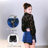 襟付きベロアレースサロペットチェーン長袖タイトミニセットアップ [七瀬みほコラボ… | Dazzy | 詳細画像3 