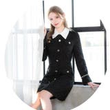 [Aライン] 襟付きツイードビジューボタン長袖Aラインミニドレス [SML | Dazzy | 詳細画像12 