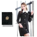 [Aライン] 襟付きツイードビジューボタン長袖Aラインミニドレス [SML | Dazzy | 詳細画像14 